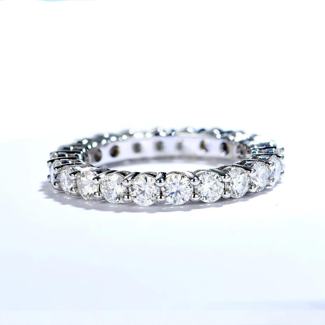 Aliança em prata .925 e 5mm moissanite