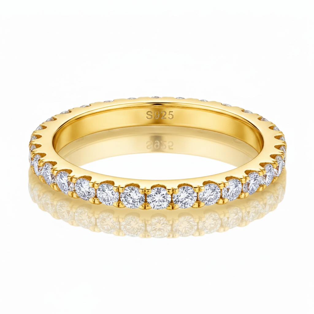 Aliança em prata .925 e 2mm moissanite