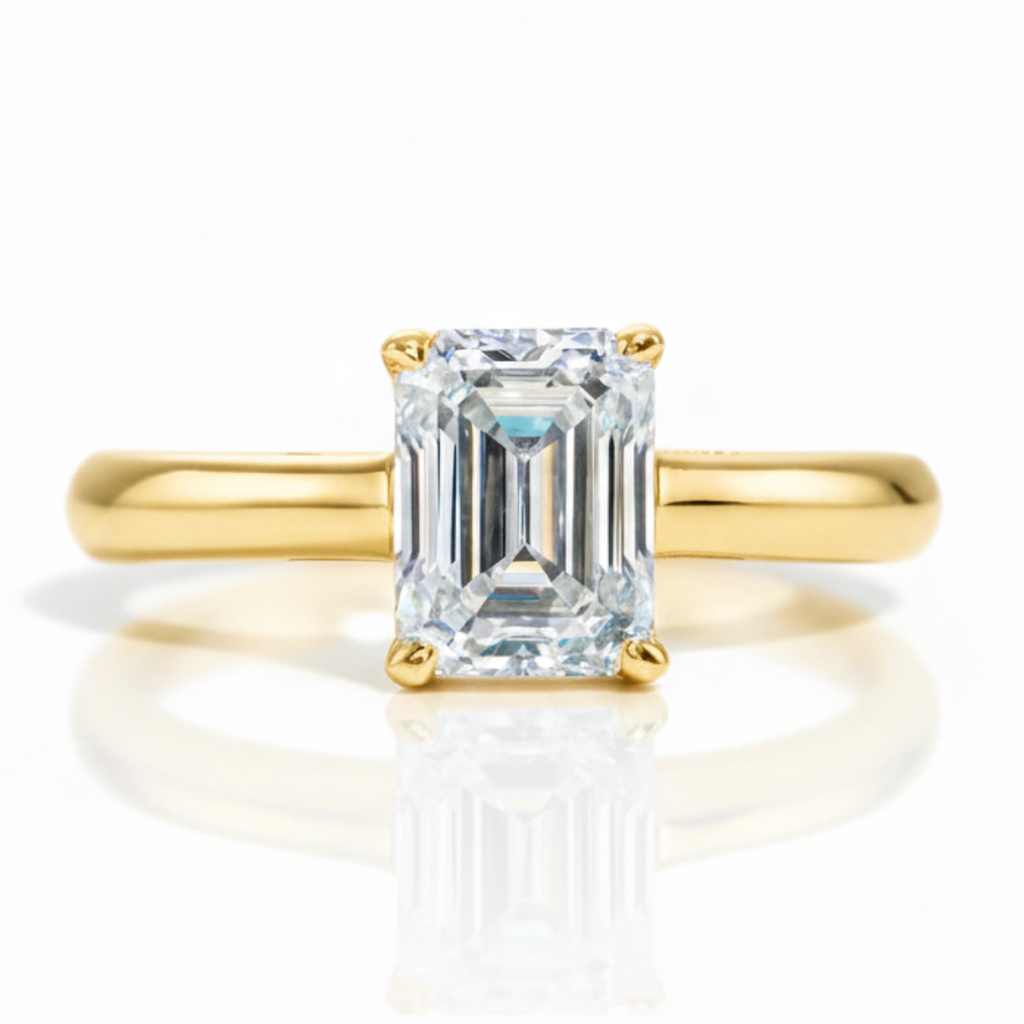 Solitário em prata .925 e 2 CT moissanite octogonal
