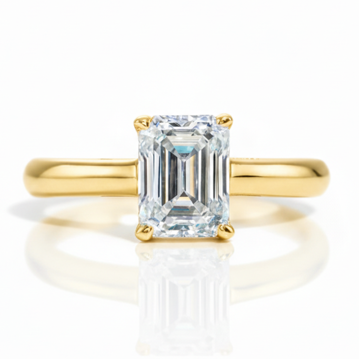 Solitário em prata .925 e 2 CT moissanite octogonal