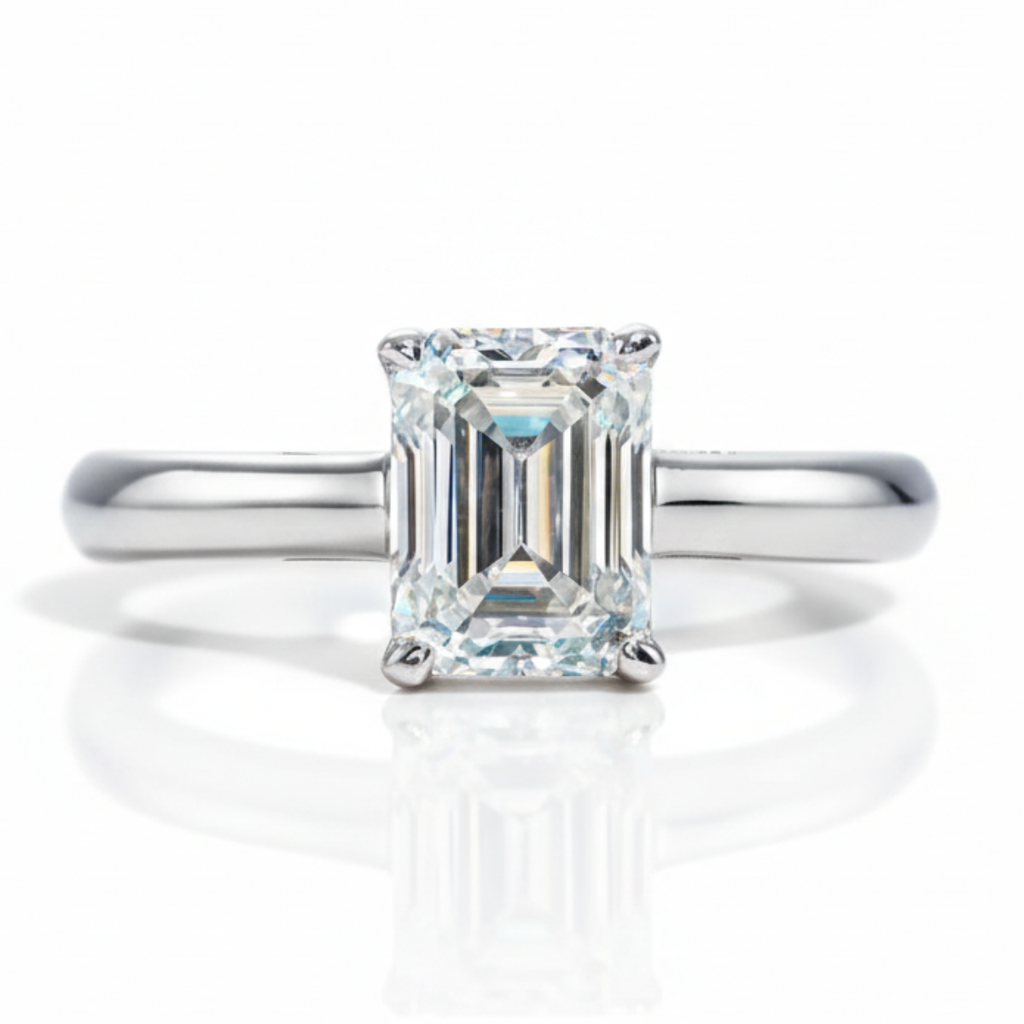 Solitário em prata .925 e 2 CT moissanite octogonal