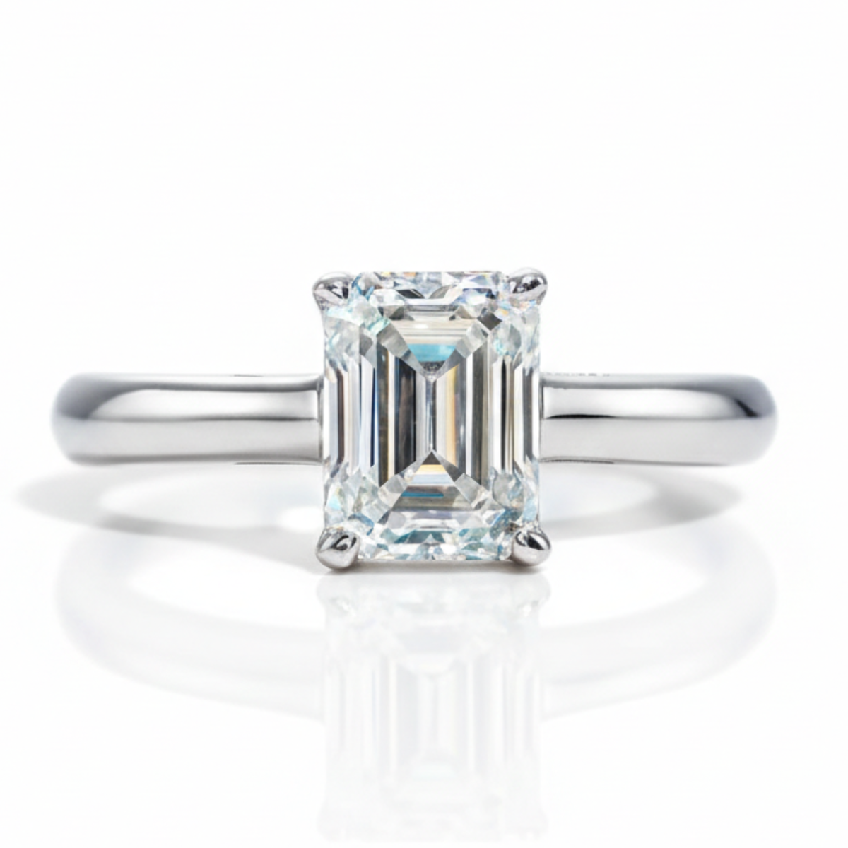 Solitário em prata .925 e 2 CT moissanite octogonal