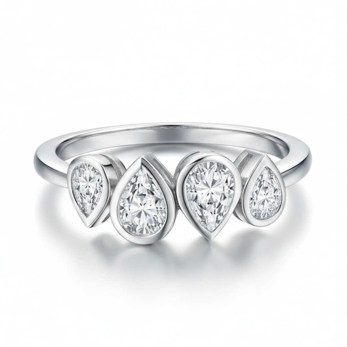 Anel em prata .925 e 5x3mm moissanite Pérola