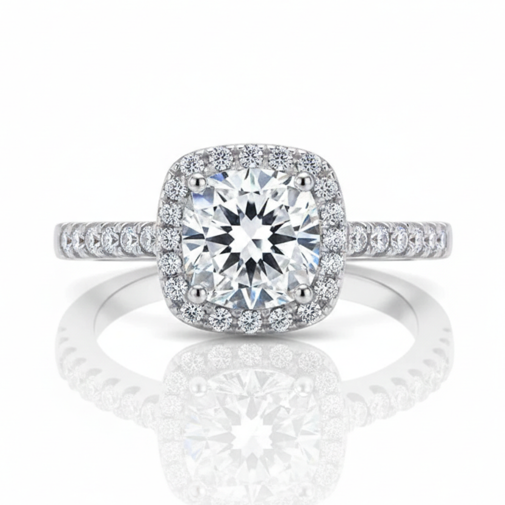 Solitário em prata .925 e 0,5, 1 ou 2CT moissanite