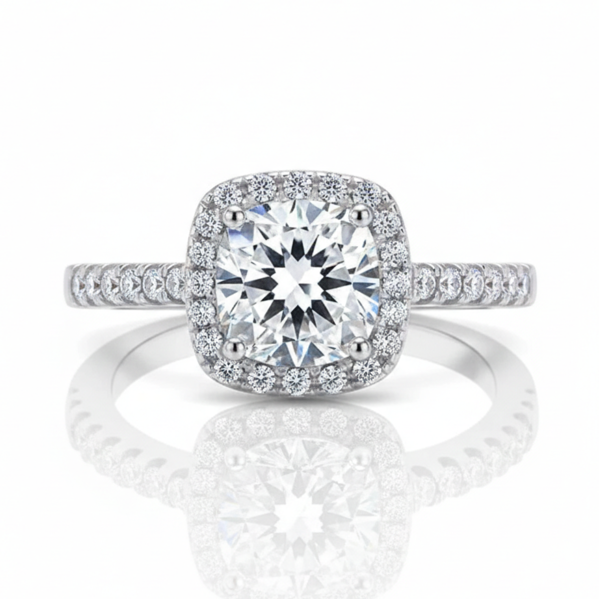 Solitário em prata .925 e 0,5, 1 ou 2CT moissanite