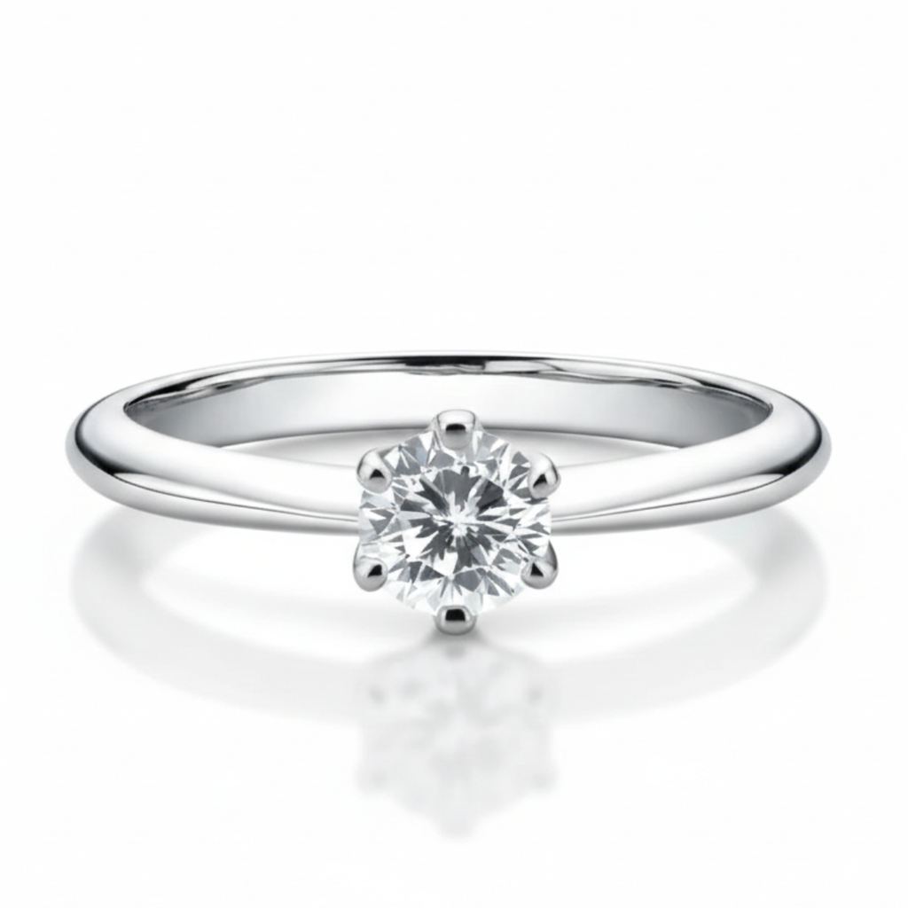 Solitário em prata .925 e 0,5 CT moissanite