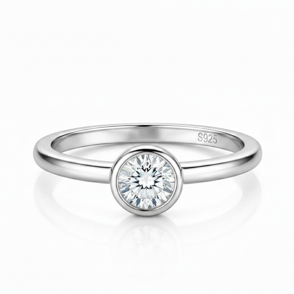 Anel em prata .925 e 0.5ct moissanite