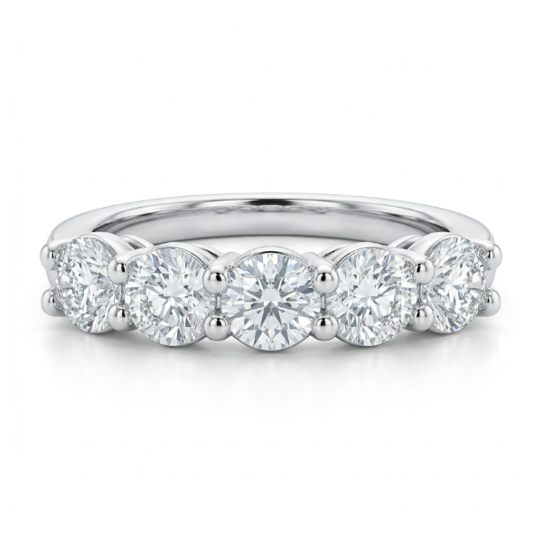 Meia Aliança em prata .925 e 4mm moissanite