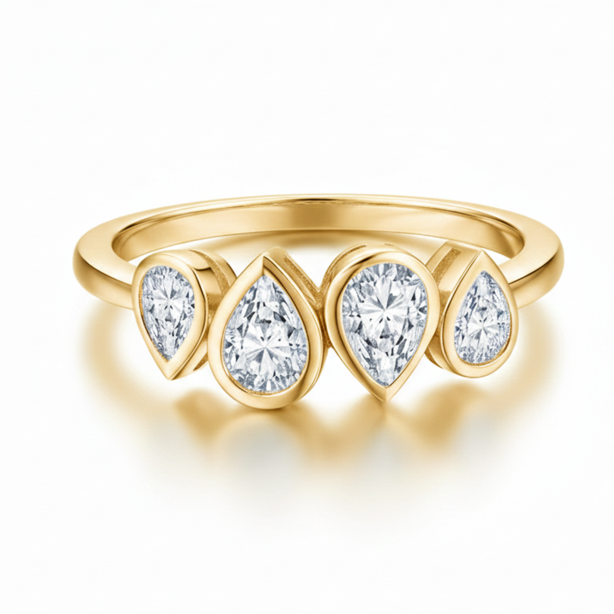 Anel em prata .925 e 5x3mm moissanite Pérola