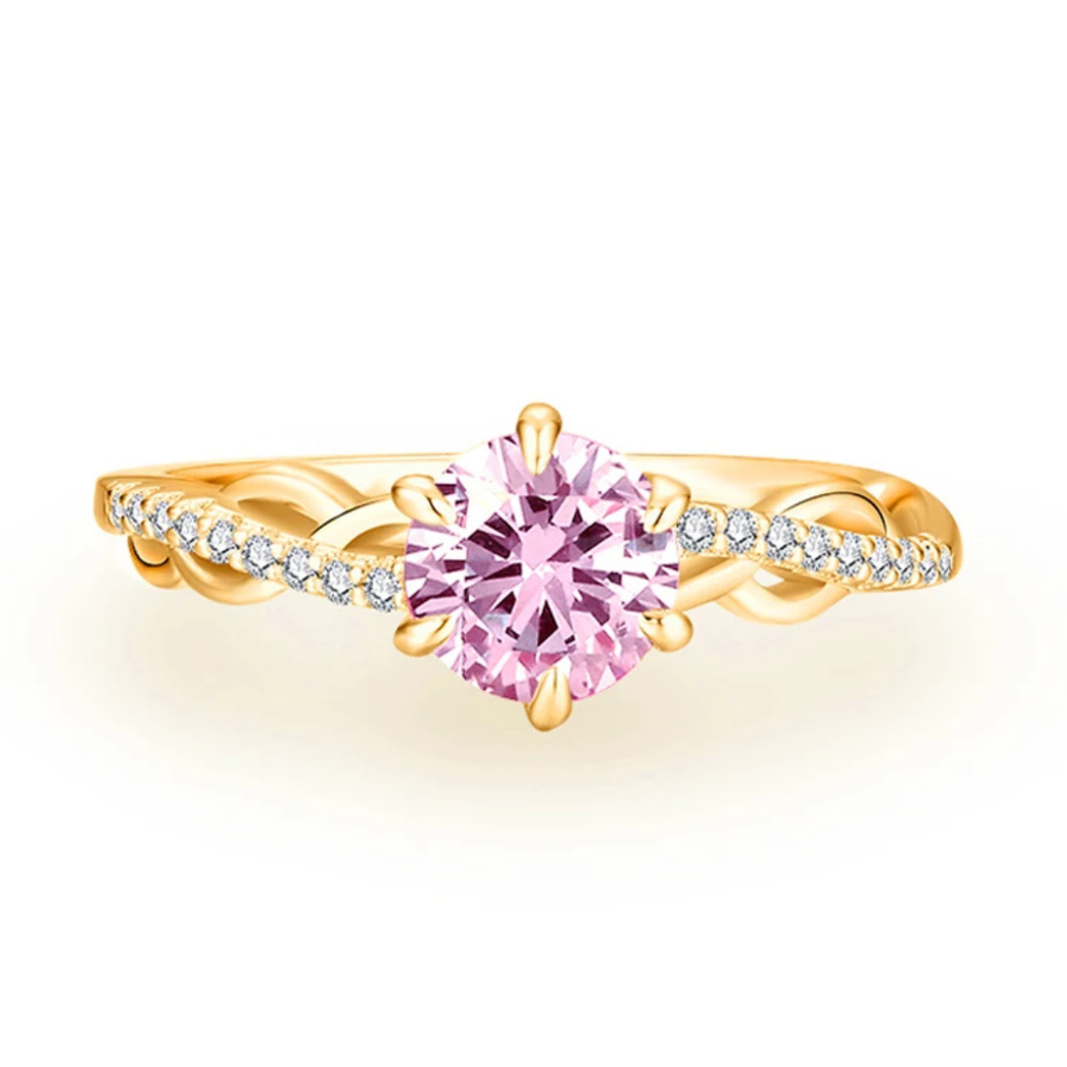 Anel em prata .925 e moissanite rosa