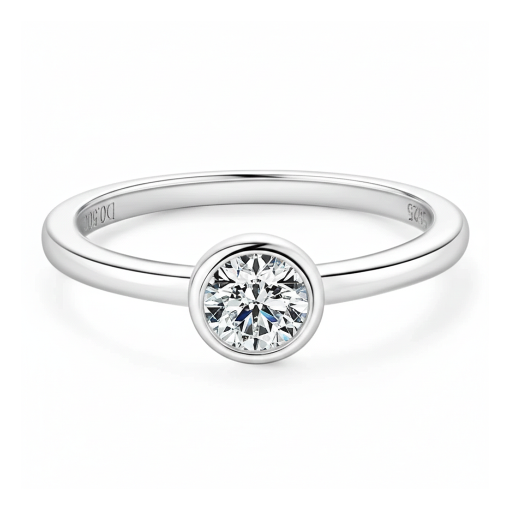 Anel em prata .925 e 0.5ct moissanite