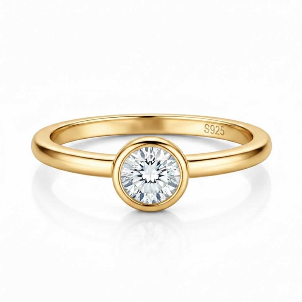 Anel em prata .925 e 0.5ct moissanite