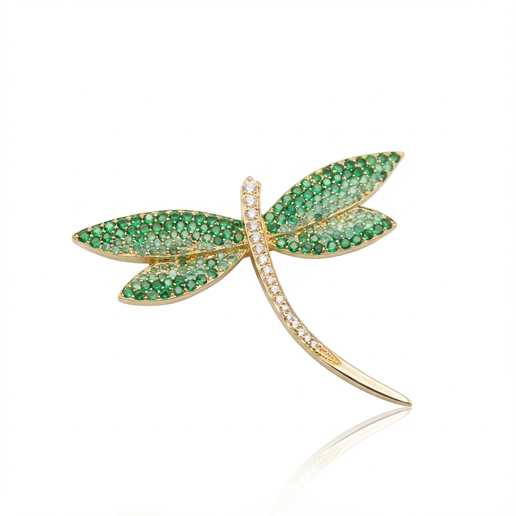 Broche Libélula com zircônia e topázios