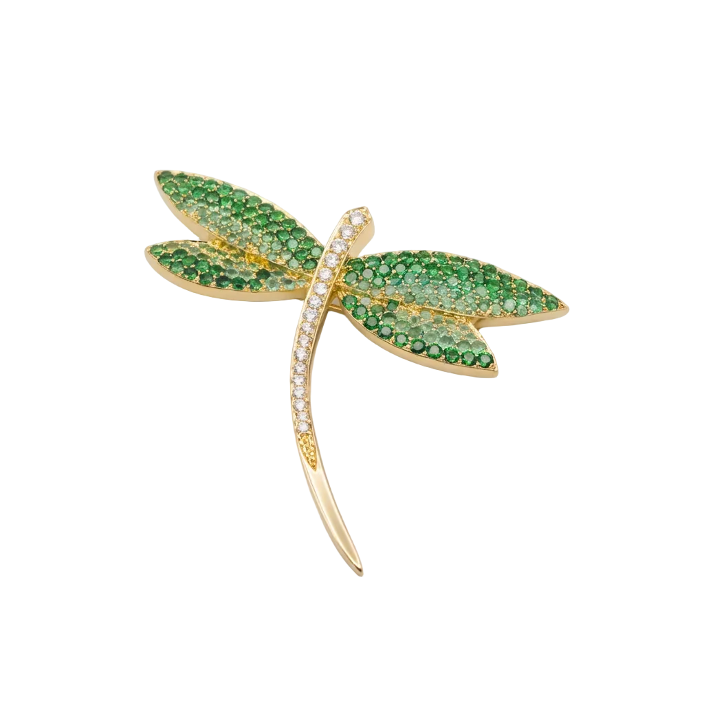 Broche Libélula com zircônia e topázios