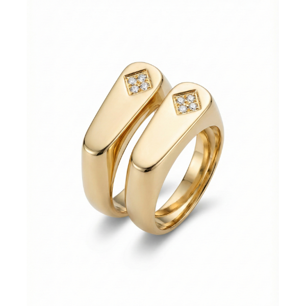 Dupla de Anel com zircônia.