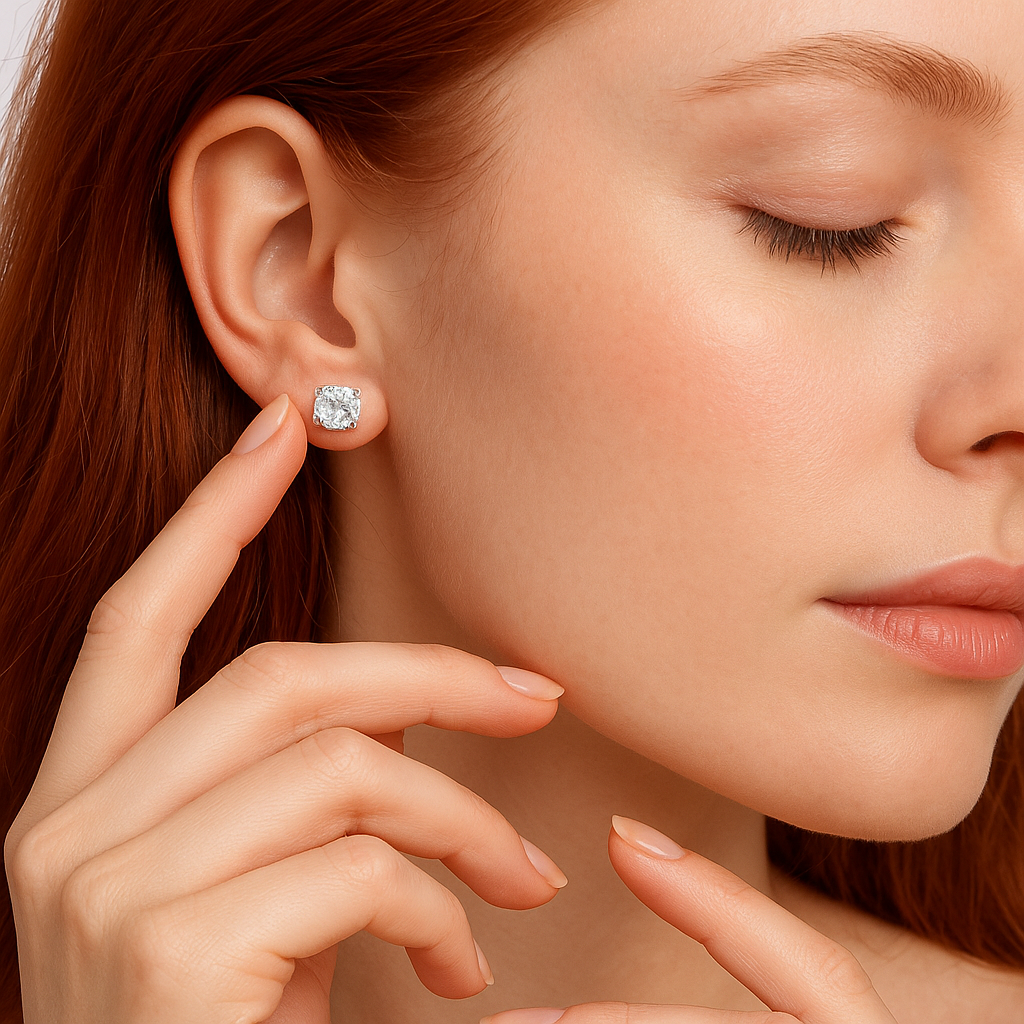 Brinco Solitário Moissanite em Prata 925 - Yuna Joias