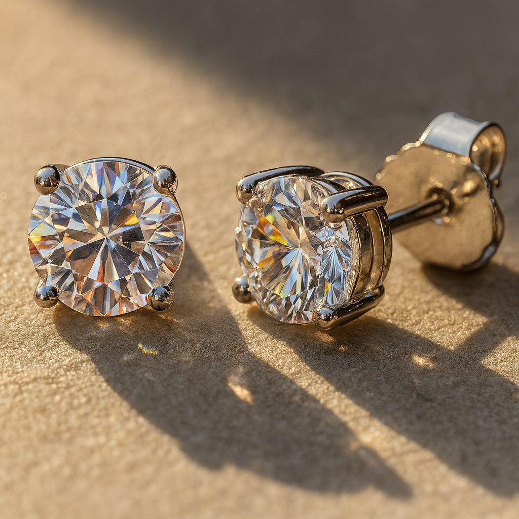 Brinco Solitário Moissanite em Prata 925 - Yuna Joias