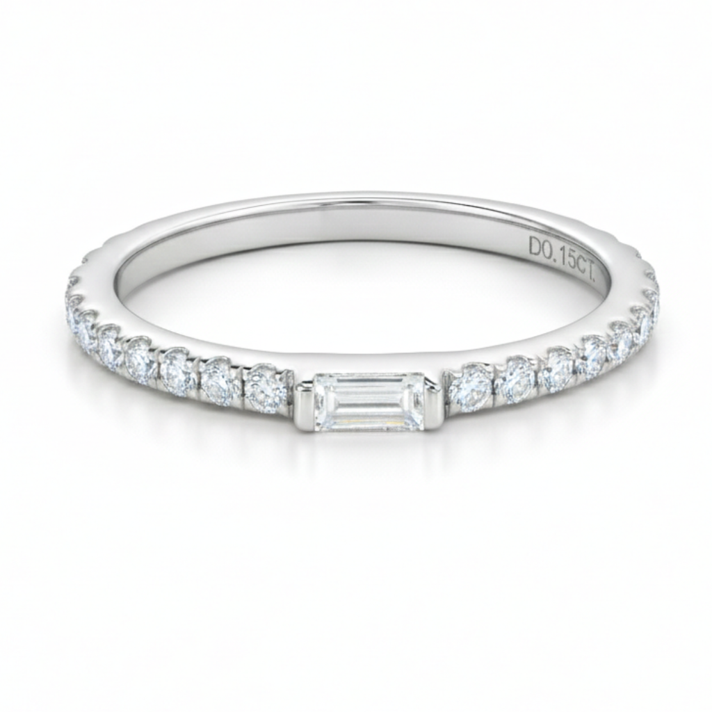 Aliança em prata .925 e 0.15 CT moissanite