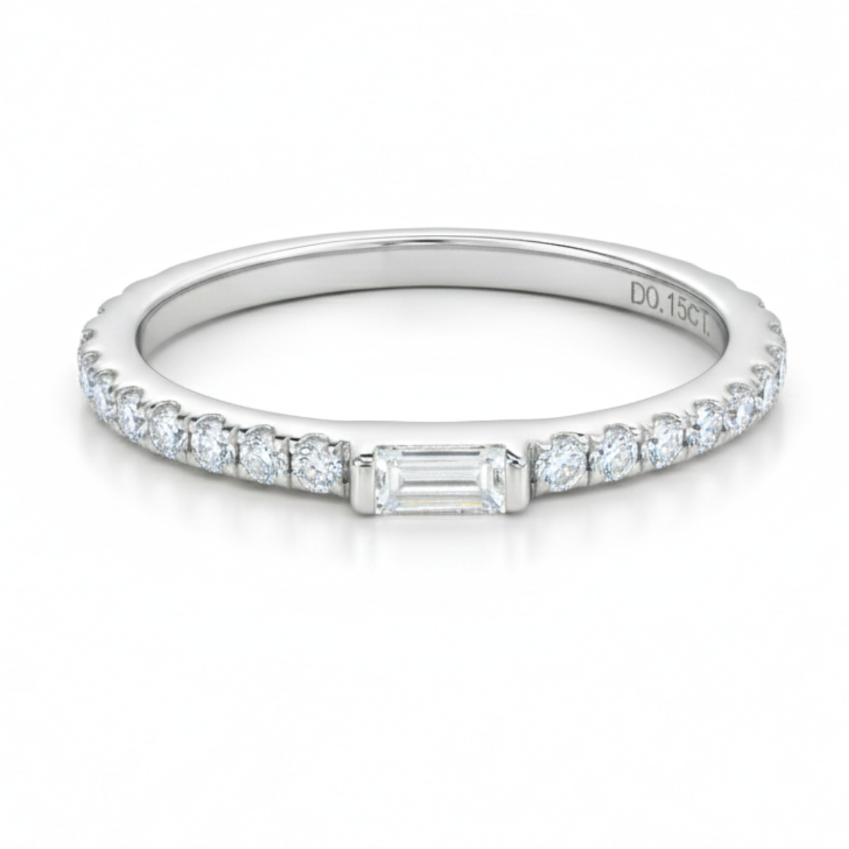 Aliança em prata .925 e 0.15 CT moissanite