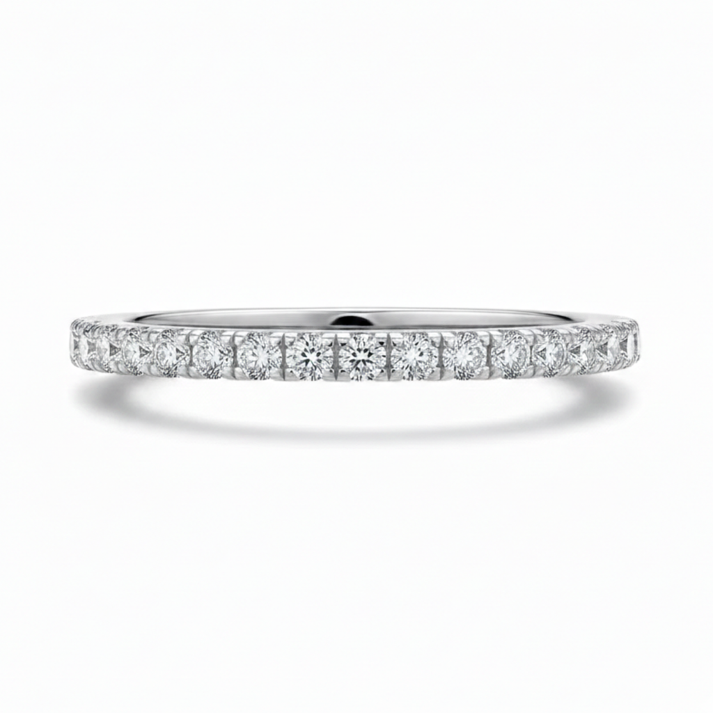 Aliança em prata .925 e 1.5mm moissanite.