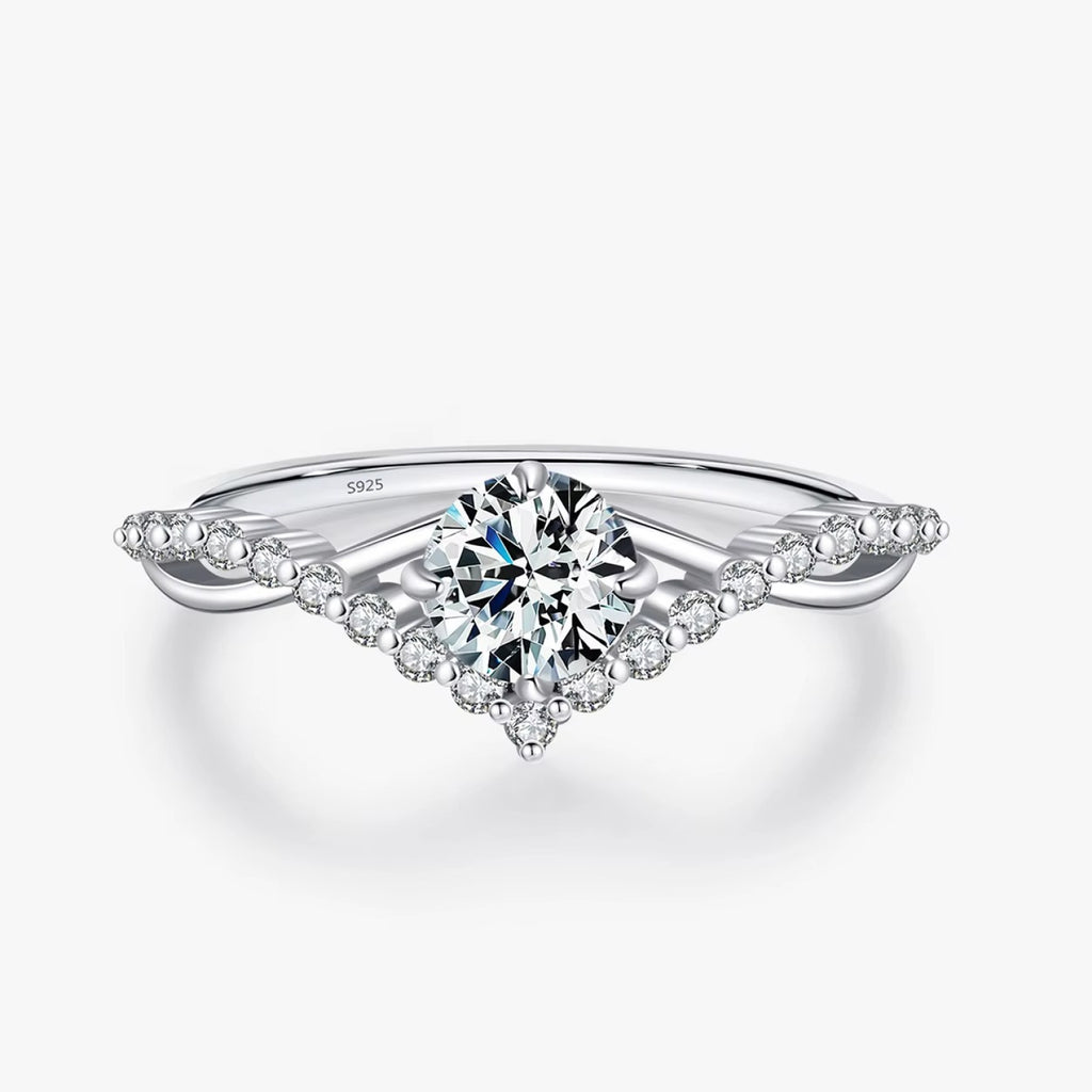 Anel Moissanite Prata 925 Esterlina – Sofisticação Fina