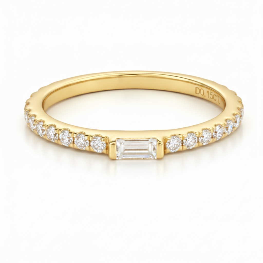 Aliança em prata .925 e 0.15 CT moissanite