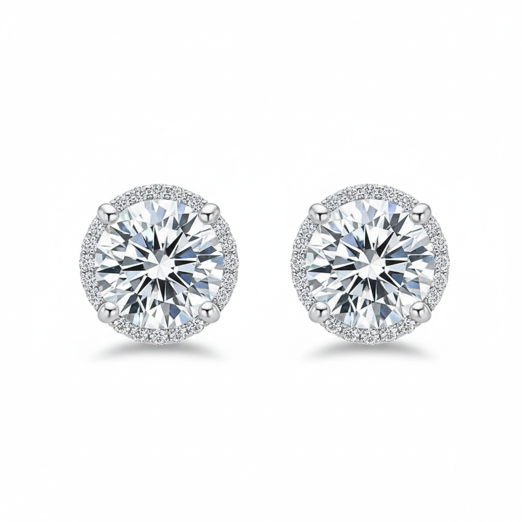 Brinco em prata .925 e 2.0 CT moissanite