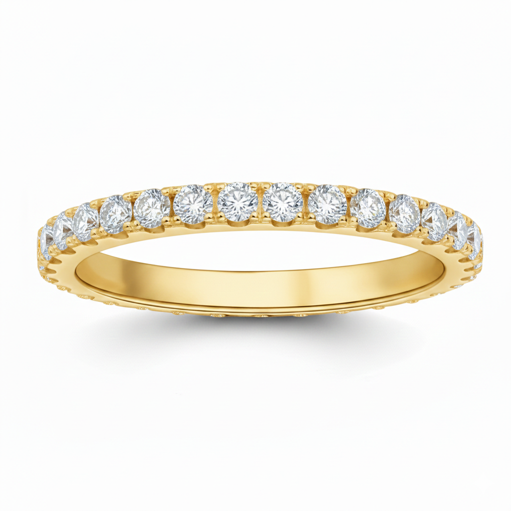 Aliança em prata .925 e 2mm moissanite
