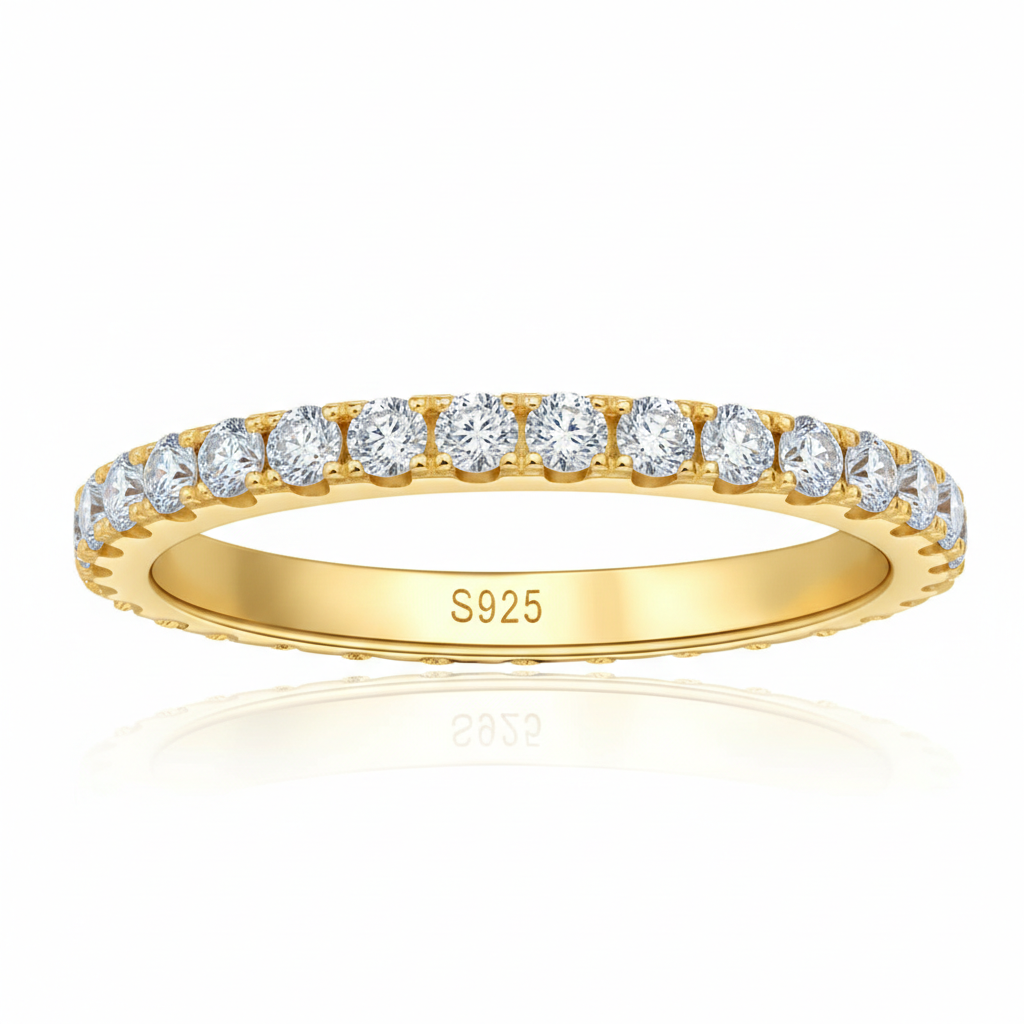 Aliança em prata .925 e 2mm moissanite