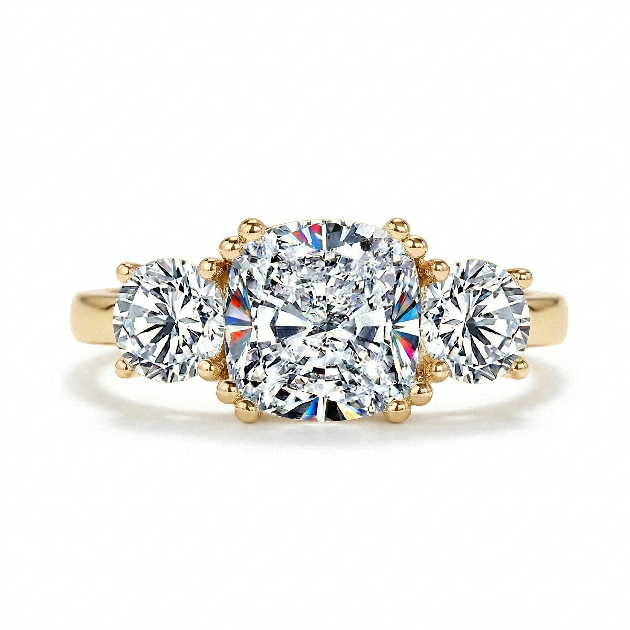 Anel 3 pedras em prata .925 e 3,5CT moissanite