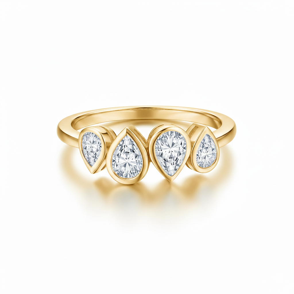 Anel em prata .925 e 5x3mm moissanite Pérola