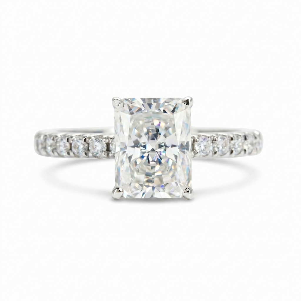 Anel Moissanite 925 Prata Esterlina