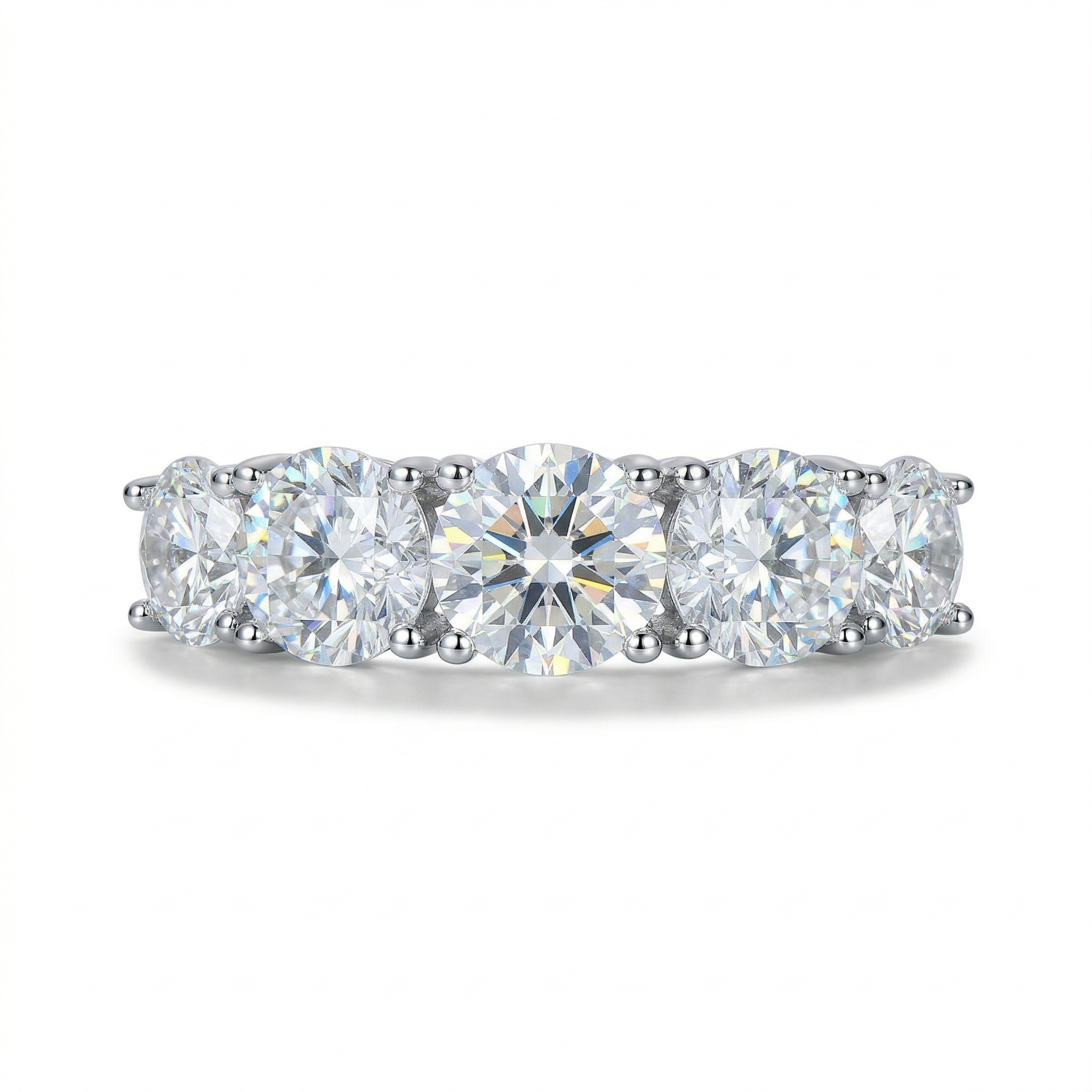 Meia aliança em prata .925 e 3.6 CT moissanite