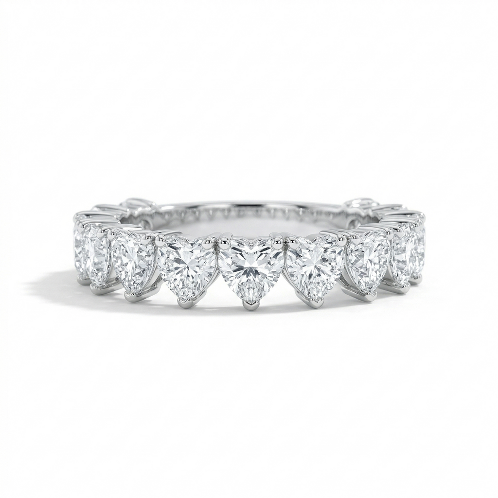 Anel em  Coração em prata .925  e 3 ,4, 5 mm moissanite.