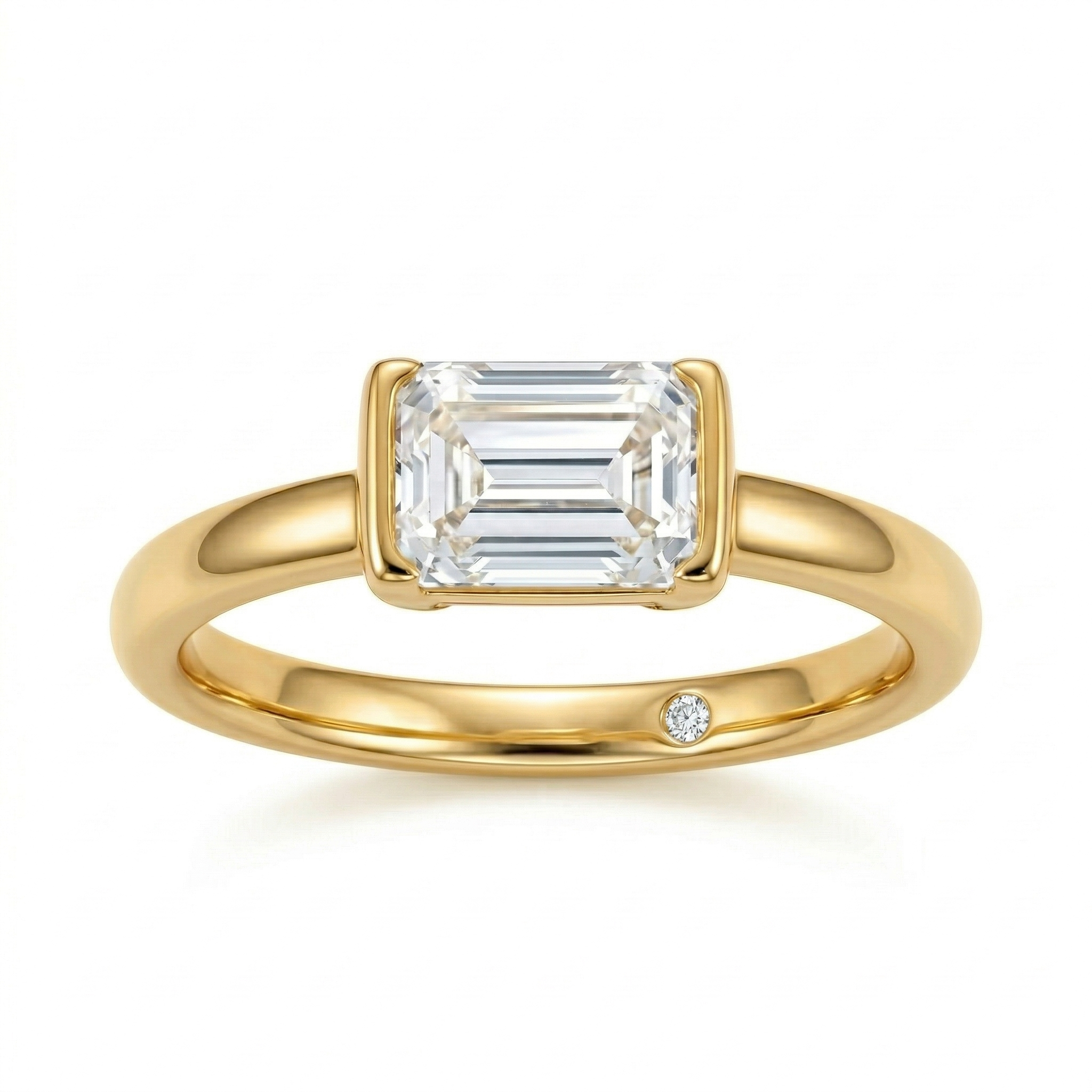 Anel Moissanite .925 com Esmeralda 1 ct, Noivado e Casamento.