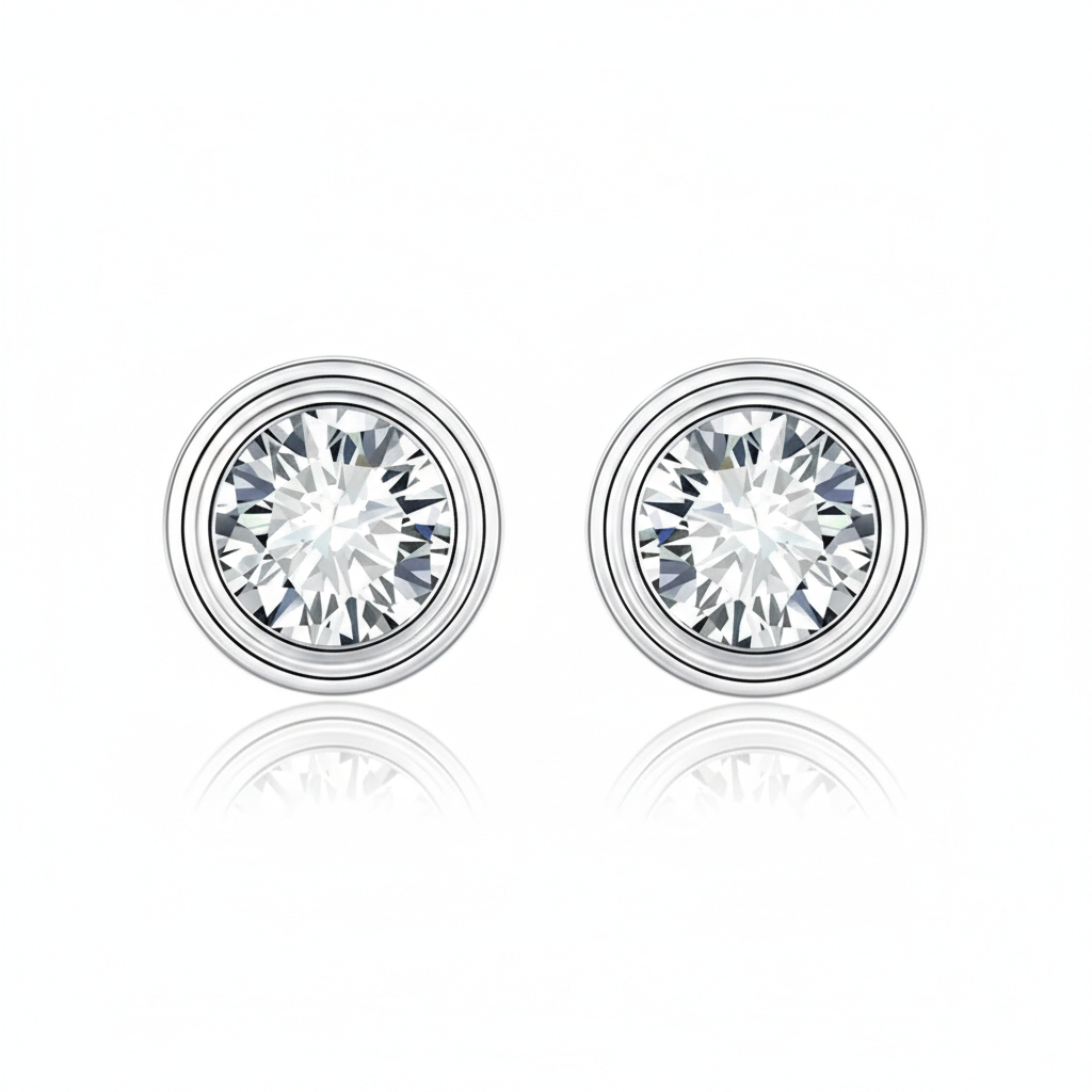 Brinco em prata .925 e 1.0 ou 2.0ct moissanite