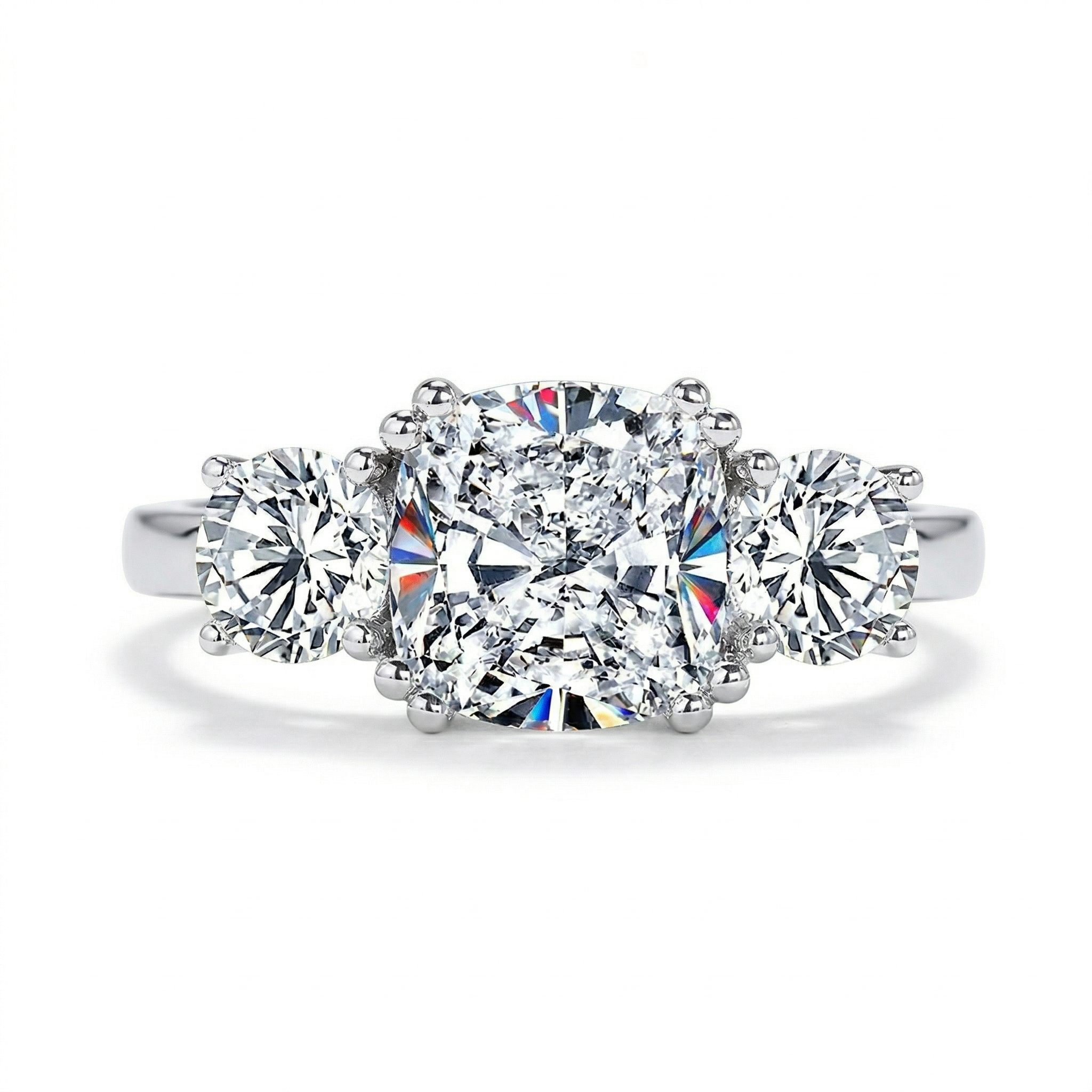 Anel 3 pedras em prata .925 e 3,5CT moissanite