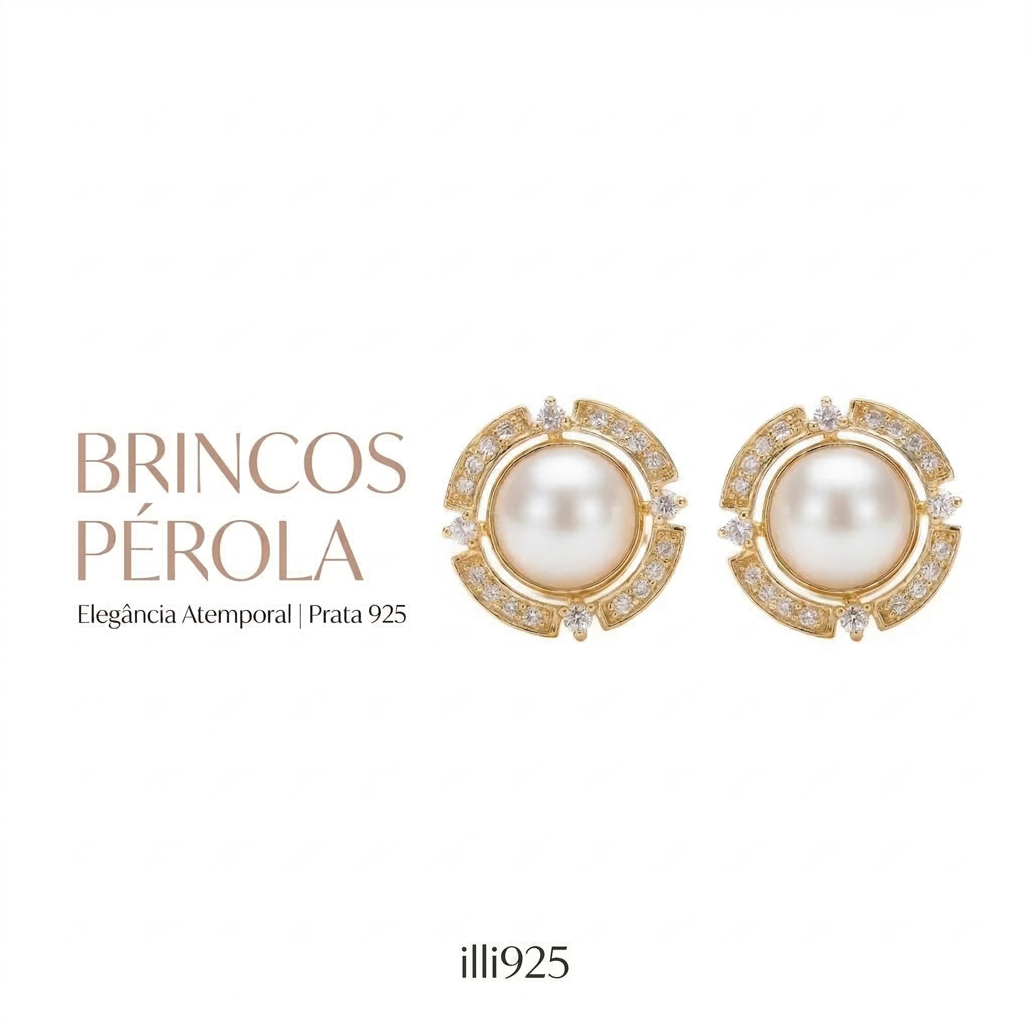Brinco Clássico com zircônia e pérola