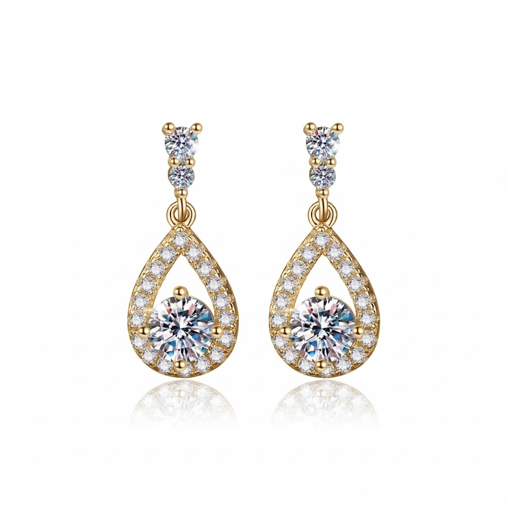 Brinco em prata .925 e 1.0ct moissanite