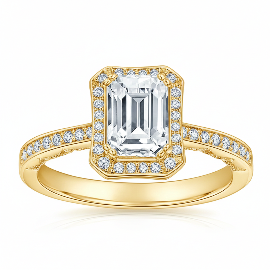 Anel em prata .925 e 5x7mm moissanite