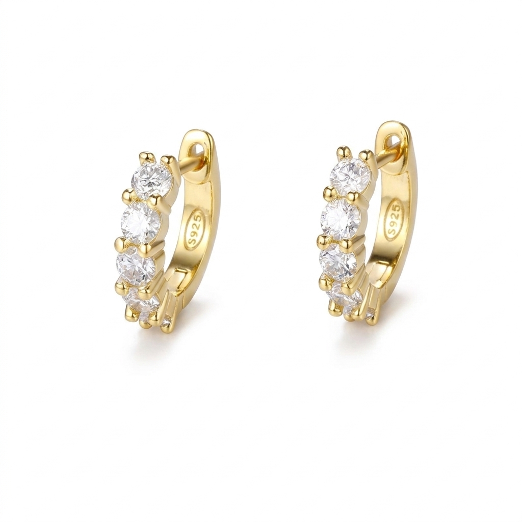 Brinco em prata .925 e 3.0, 3.5 ou 4mm  moissanite