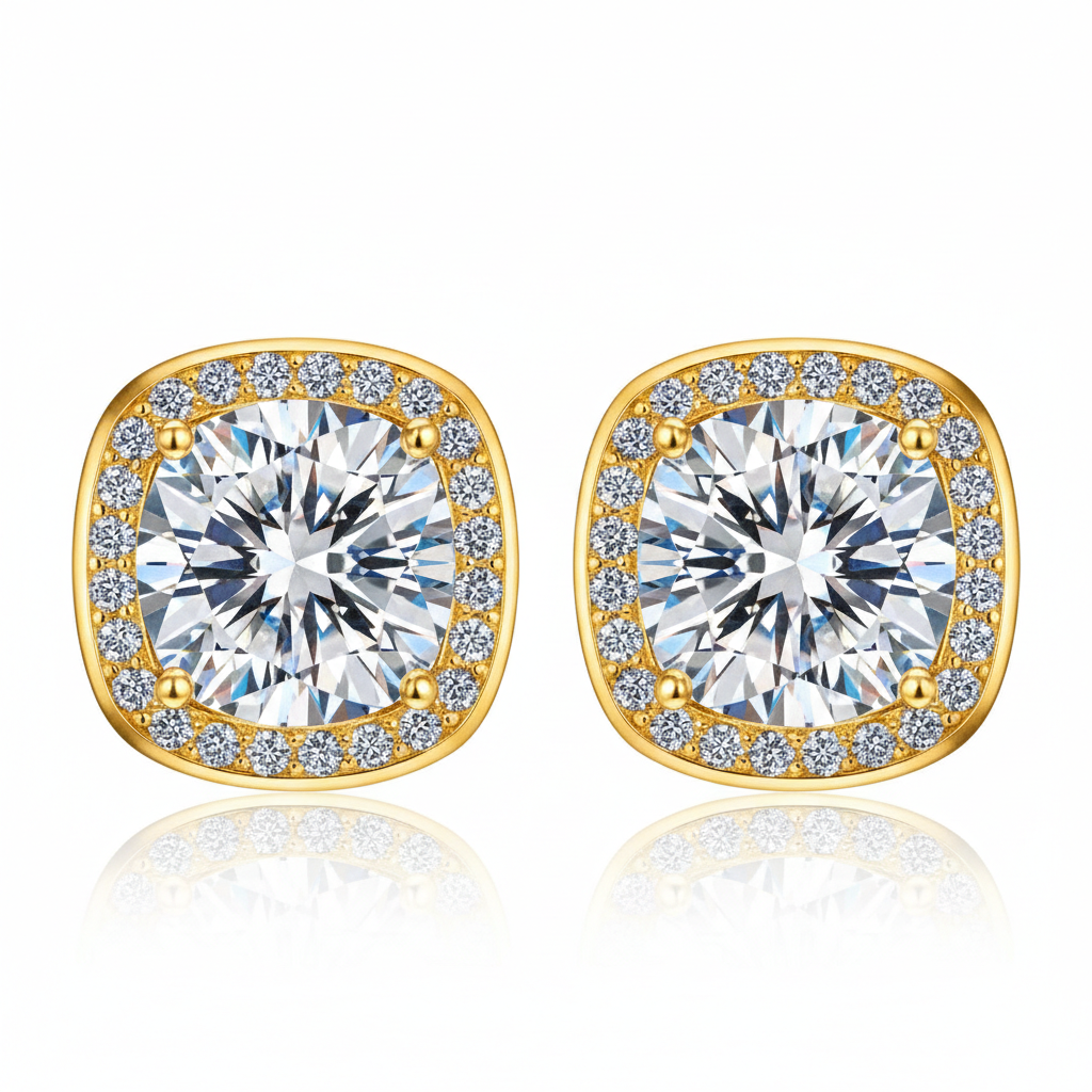 Brinco em prata .925 e 2.0 ct moissanite