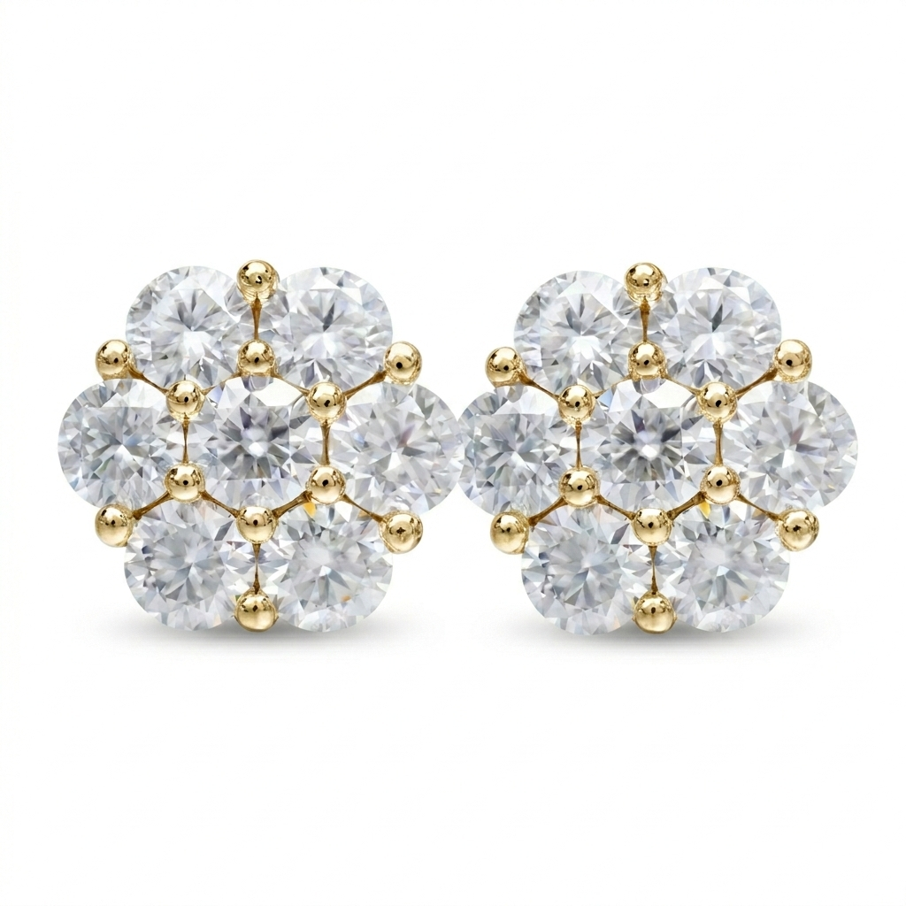 Brinco em prata .925 e 0.8, 1.4 ou 7.0ct moissanite