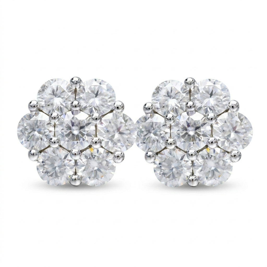 Brinco em prata .925 e 0.8, 1.4 ou 7.0ct moissanite