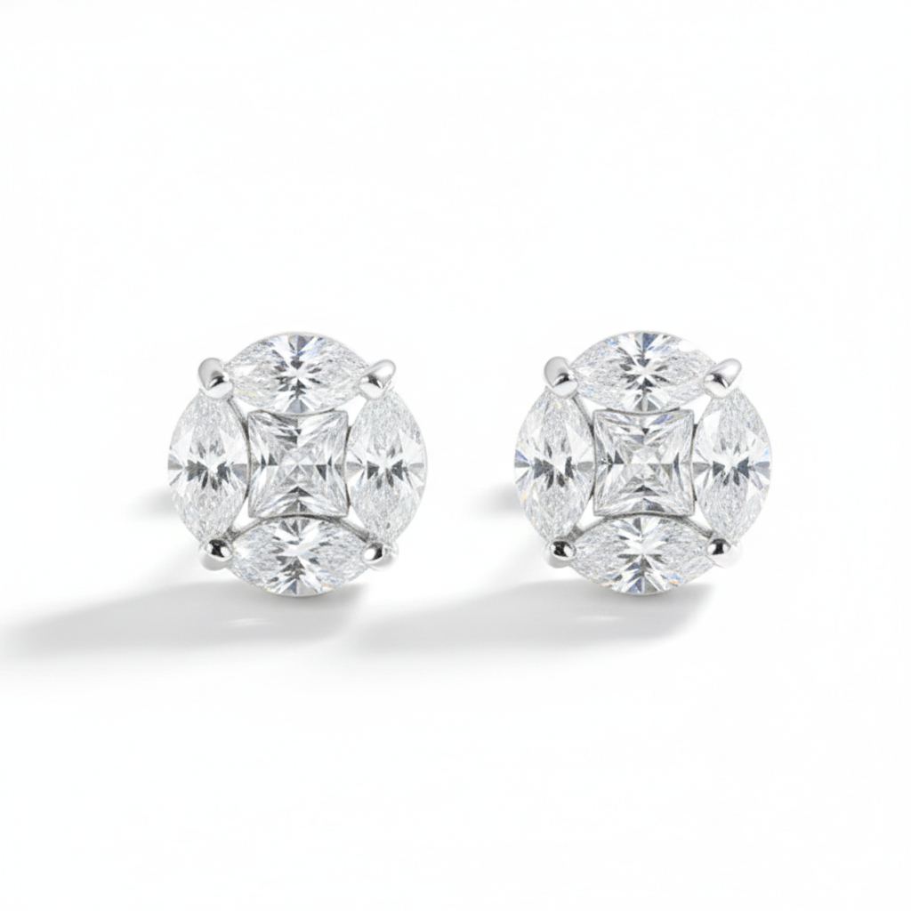 Brinco em prata .925 e 3.2ct Moissanite