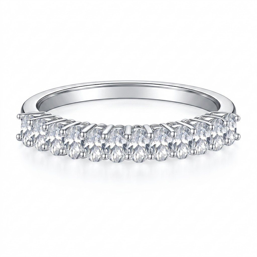 Anel Oval  Moissanite .925 Prata Esterlina