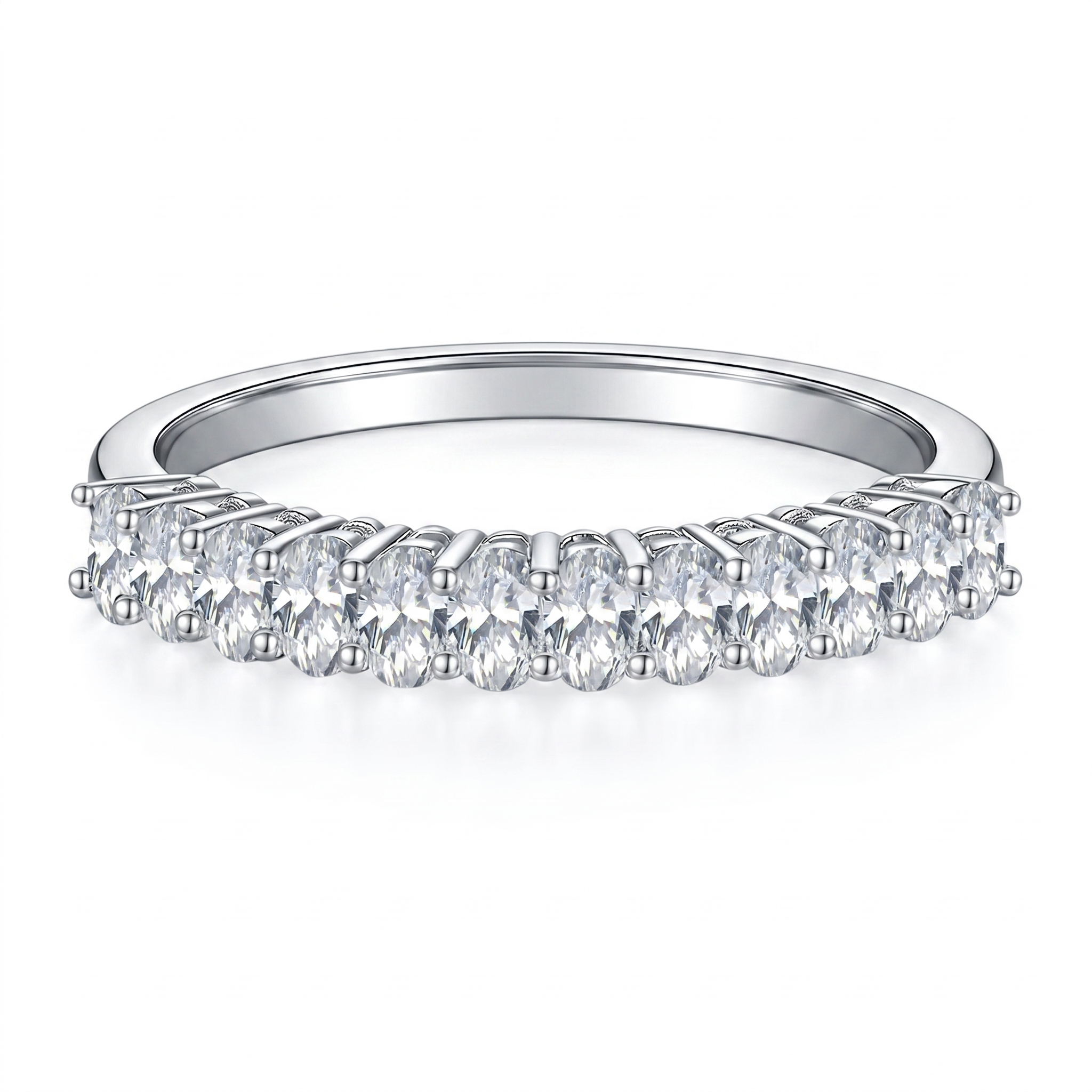 Anel Oval  Moissanite .925 Prata Esterlina