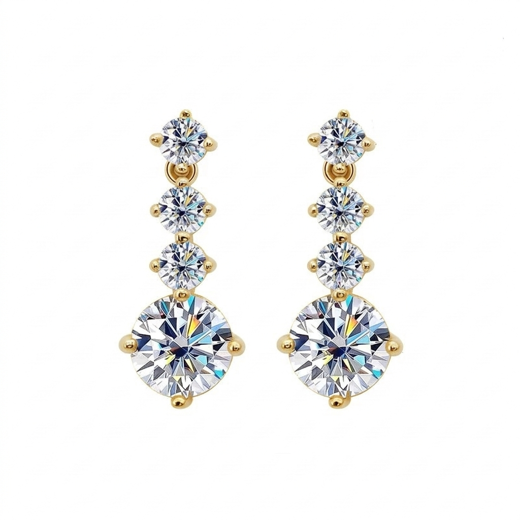 Brinco em prata .925 e 2.6 ct moissanite