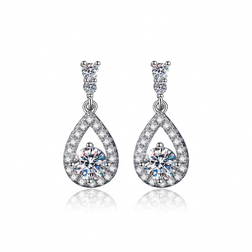 Brinco em prata .925 e 1.0ct moissanite