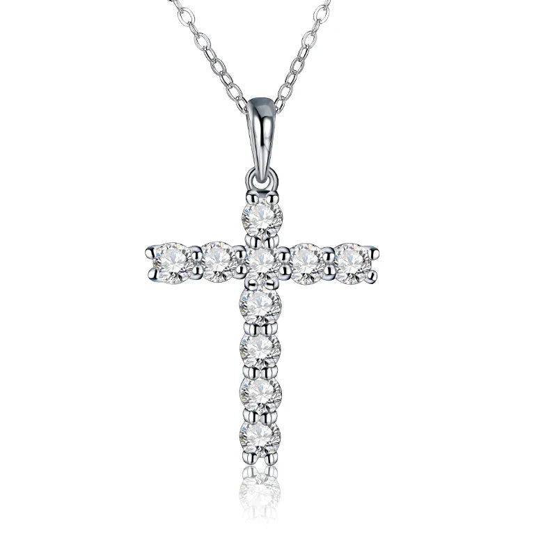 Colar com pingente cruz em prata .925 e 2.5mm ou 3.5mm moissanite